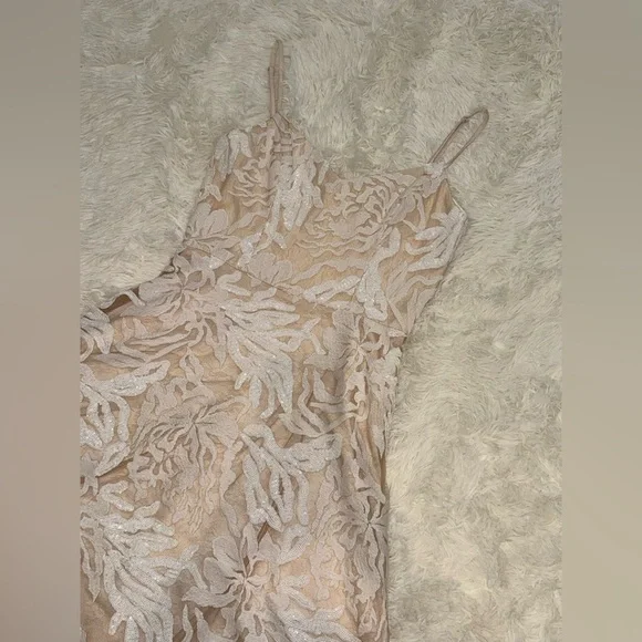 NEW Dress The Population Layla White Sequin fit and flare Dress sz M - Picture 7 of 10